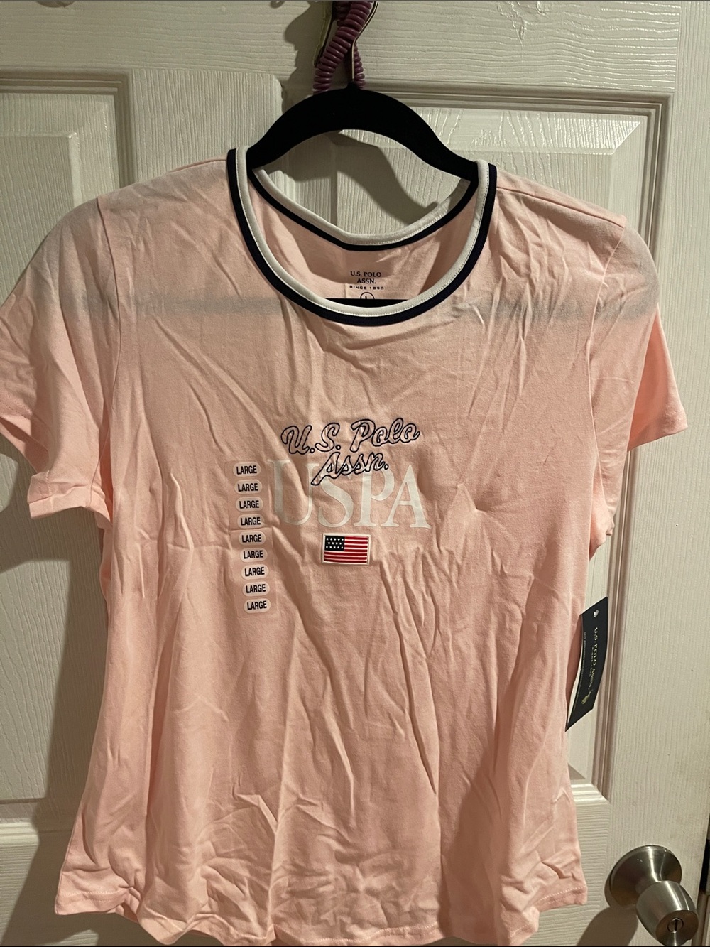 U.S. Polo Assn. Light Pink Short Sleeve Logo Tee with Contrast Collar